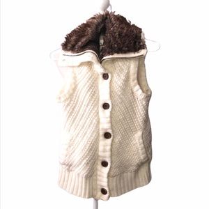 Vest Faux Fur Off White Brown Tan Medium